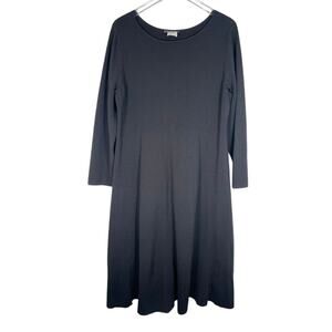 Marina Rinaldi Women's Knit Long Sleeve Swing Dress L Black Formal Workwear